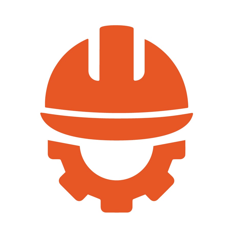 Icon hard hat and cogs science
